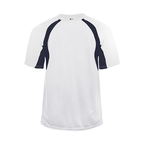 Badger Sport Hook Tee, Sizes 2XL-4XL (414400-028908), Color 'White/Navy'